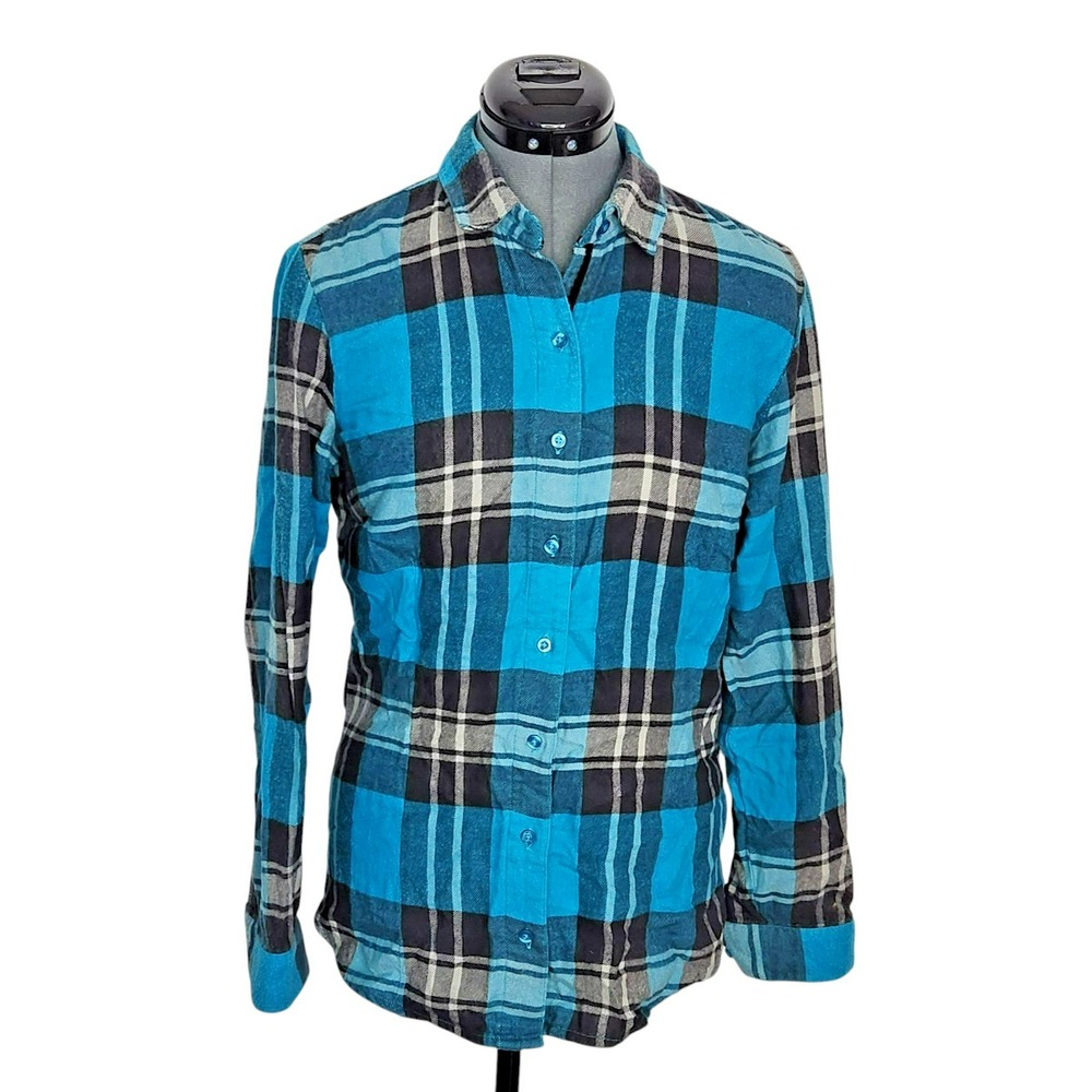 KUHL Womens Blue Black Plaid Flannel Button Down Long Sleeve Shirt Small
